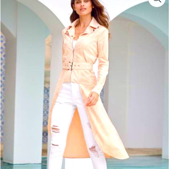 Faux suede, high-low belted jacket - Picture 1 of 2